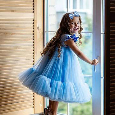 Kids Design Frock with Hairband Dress 5-6 Year