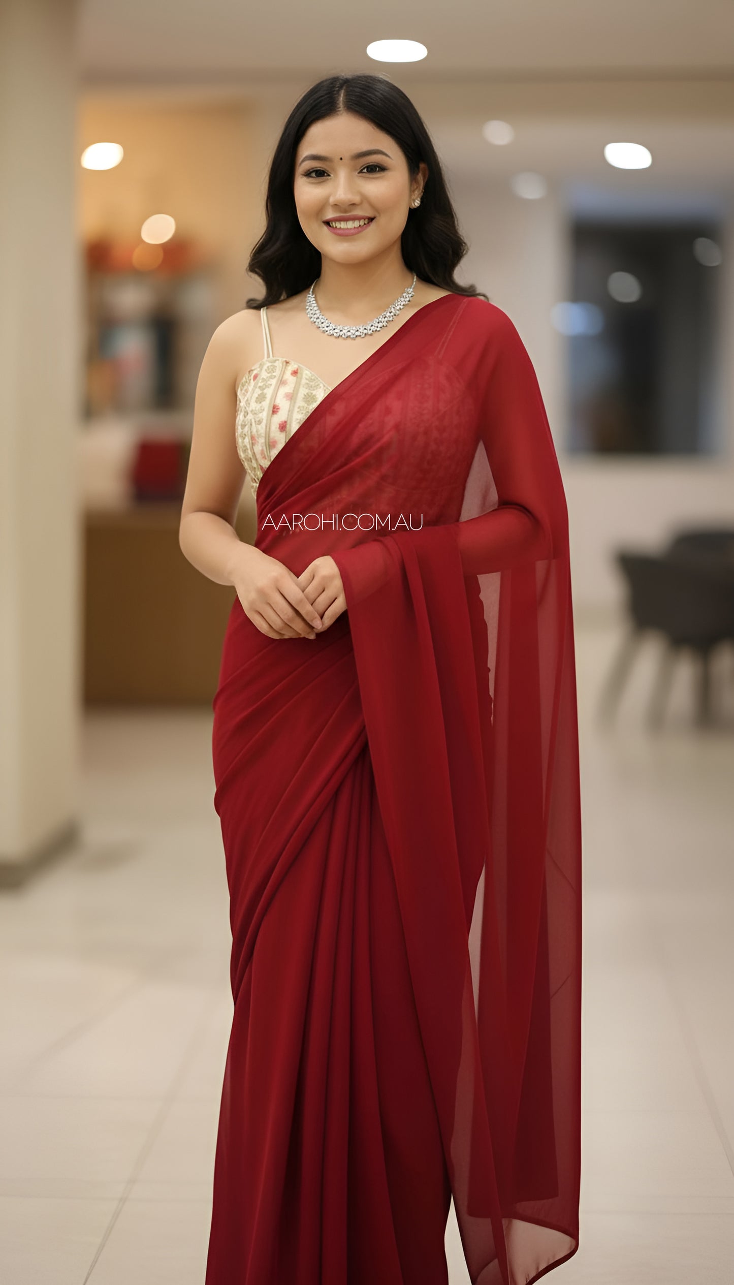 Trending Plain Light Weight Chiffon Saree -Black
