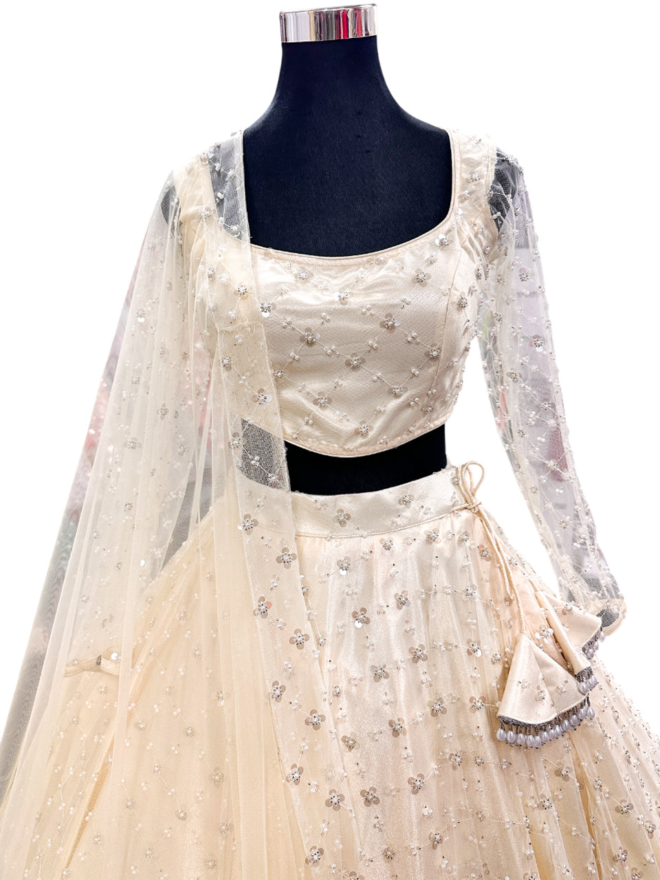 Hand Work Lehenga Choli-Off White