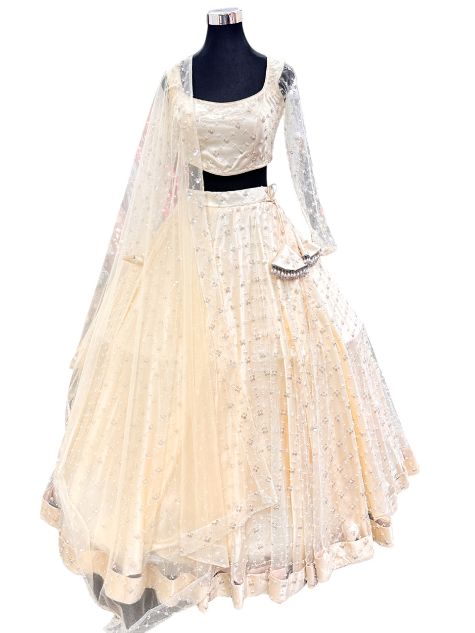 Hand Work Lehenga Choli-Off White