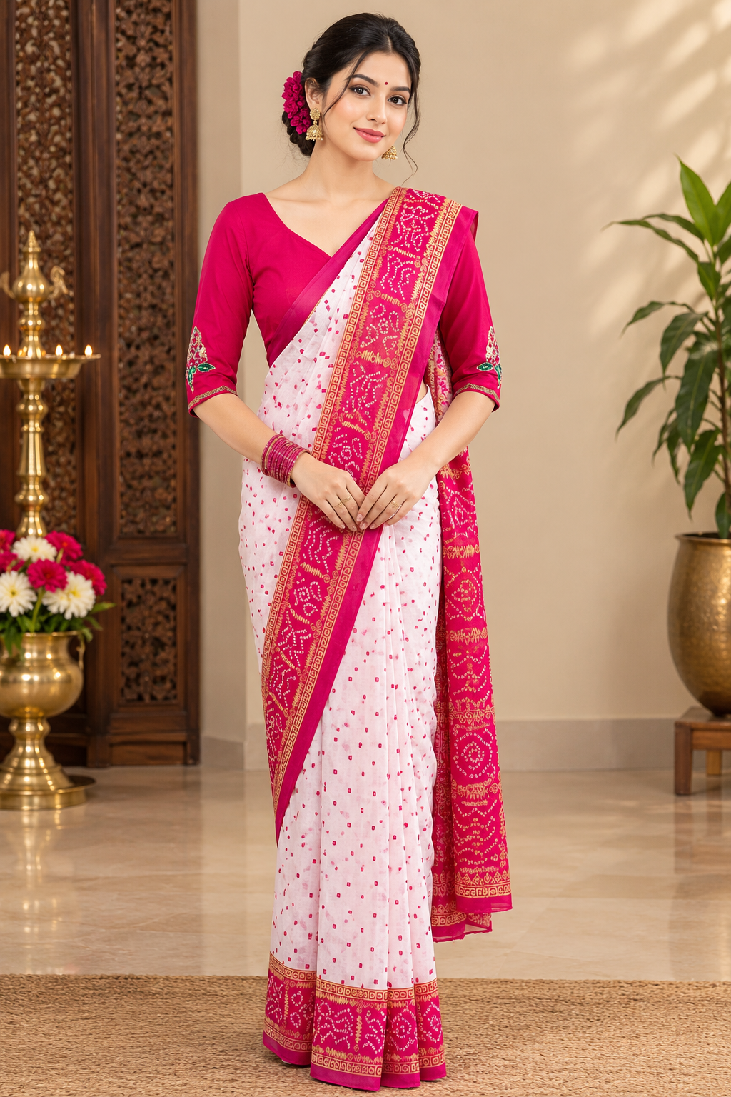 Light Weight Chunari Print Saree 0826 | 2 Color