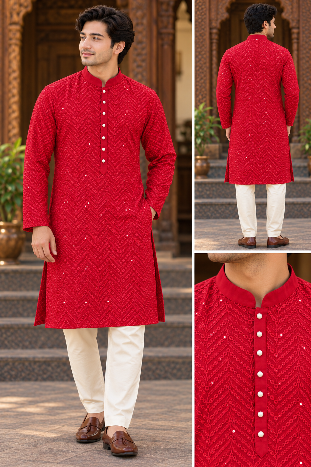 Designer Premium Chikan Kari Kurta Pyjama Set 36 (small)