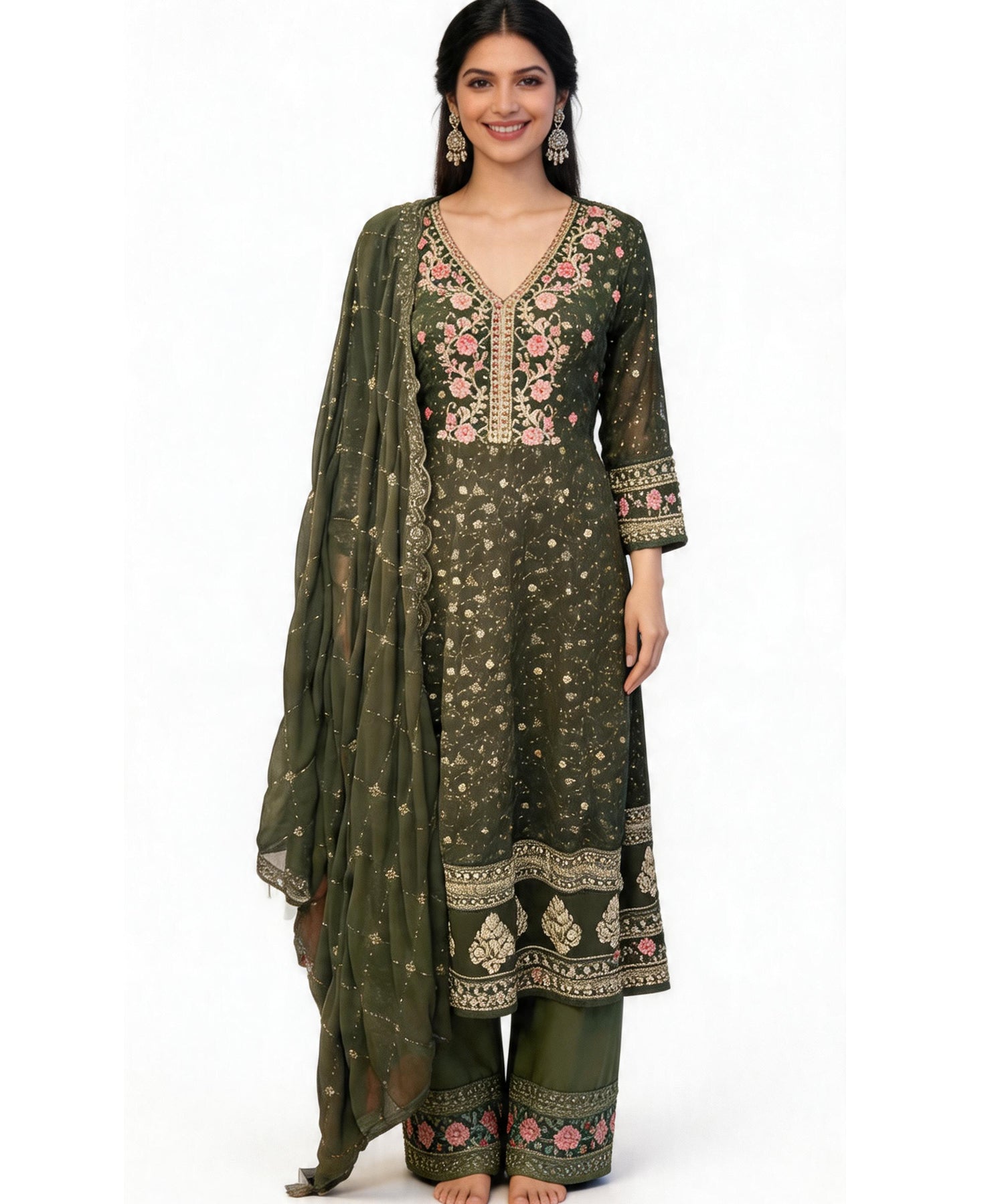 New Arrival Forever Hits Premium 3 Pc Party Wear Anarkali Suit Size 38 Fit for 36-38