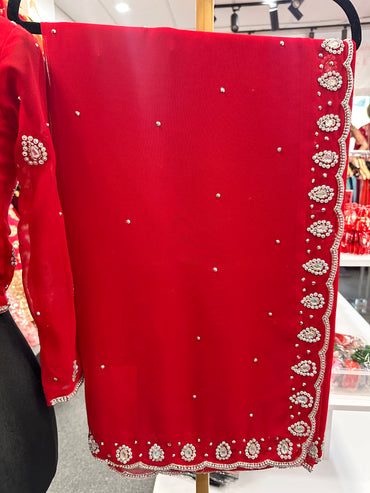 Handwork Boutique Saree Set-Red