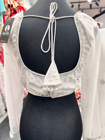 Hand Work White Saree Set Gn-1