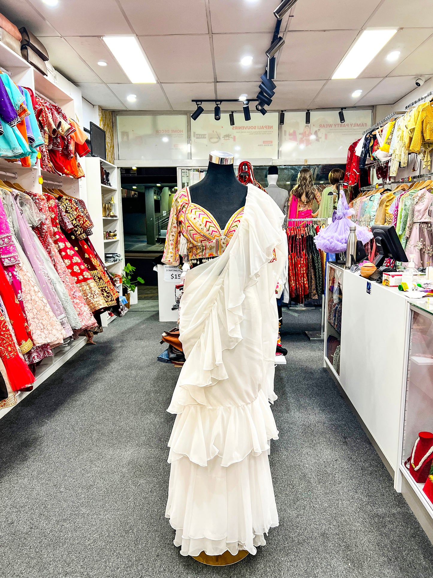 Lehenga Style Saree Set White