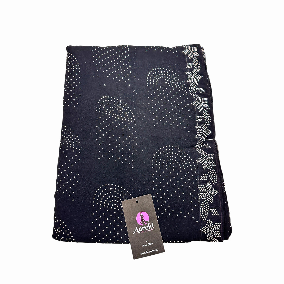 Siroski Work Saree Black