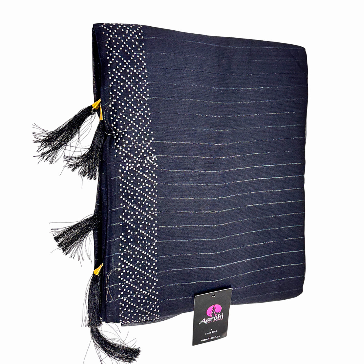 Siroski Work Black Party Wear Saree