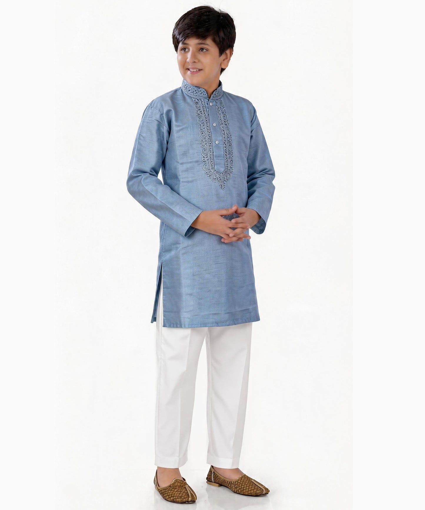 Kids Kurta Pyjama Set Sky