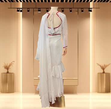 Lehenga Style Saree Set White
