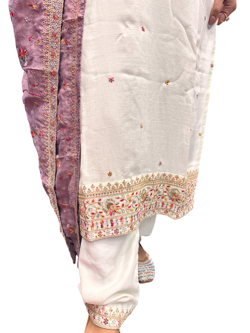 Chinon Kurta Suit Off White