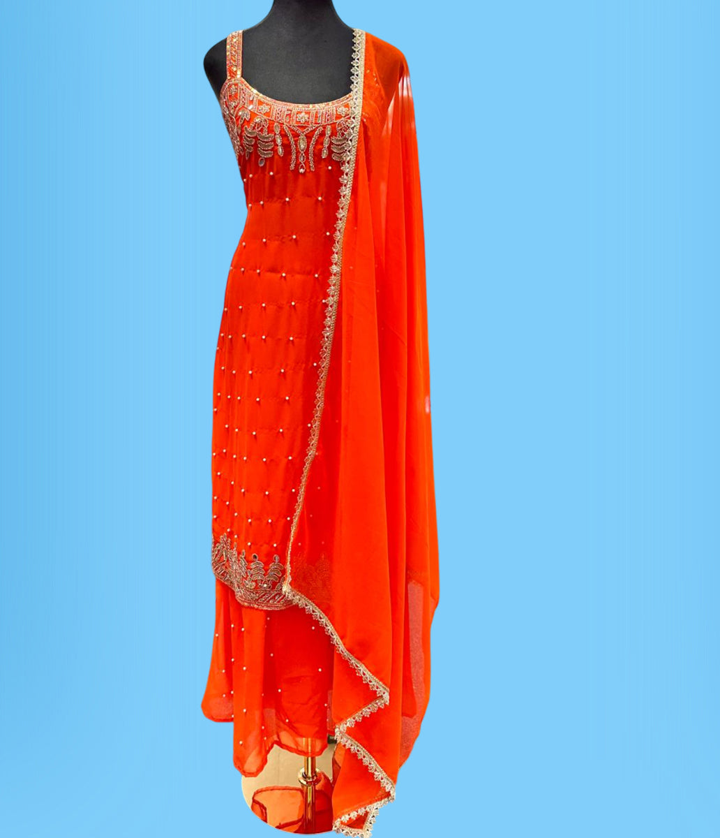 Designer Party Wear Sleeveless Palazzo Suit Medium (38) | 3 Colors