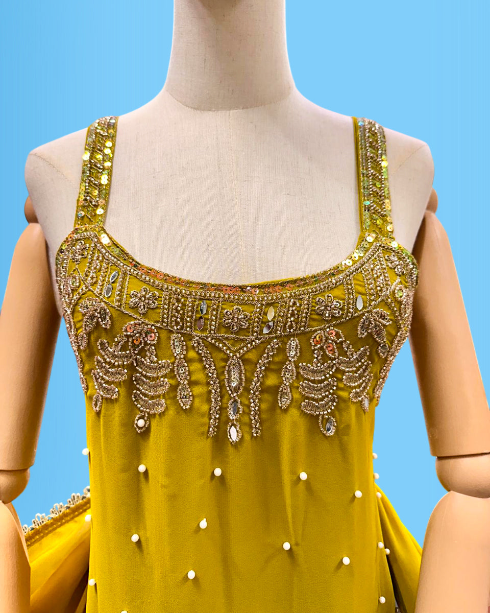 Designer Party Wear Sleeveless Palazzo Suit Parrot