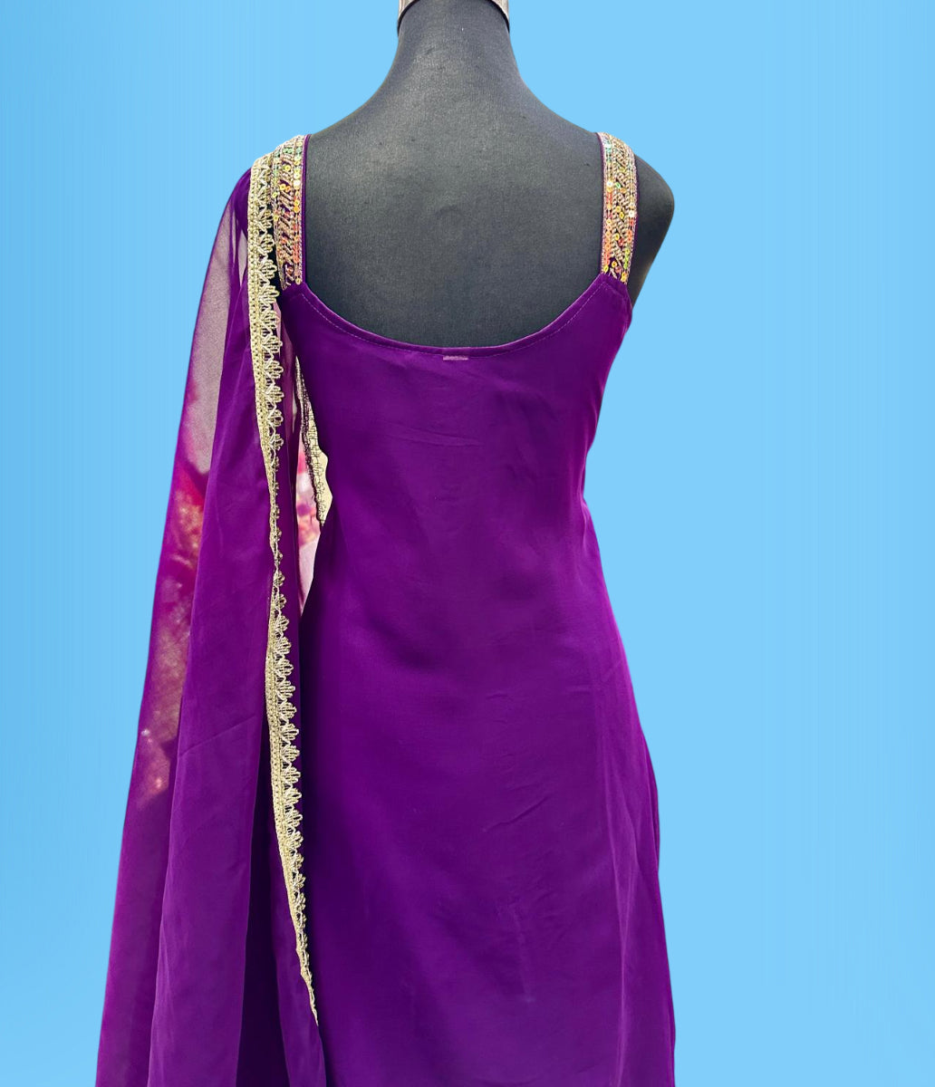 Designer Party Wear Sleeveless Palazzo Suit Medium (38) | 3 Colors
