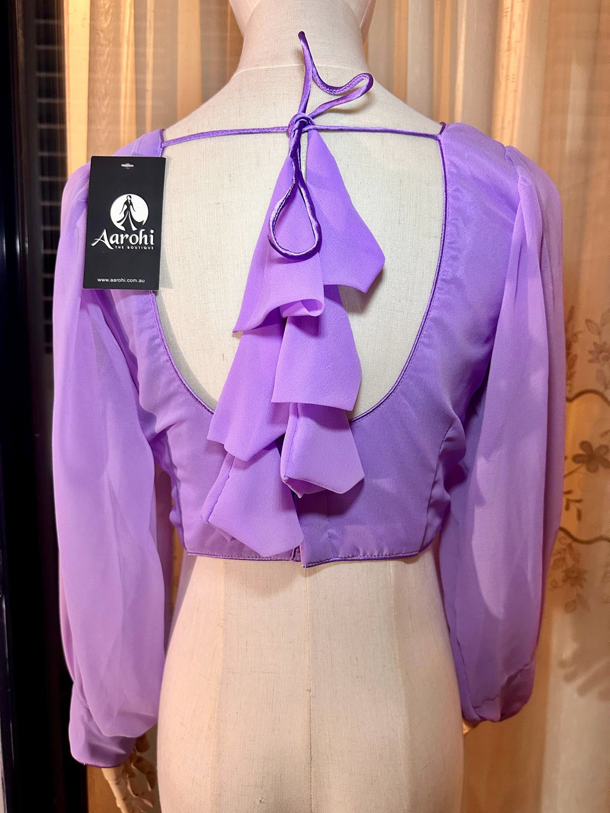 Designer Long Sleeve Blouse 36 (S) Purple