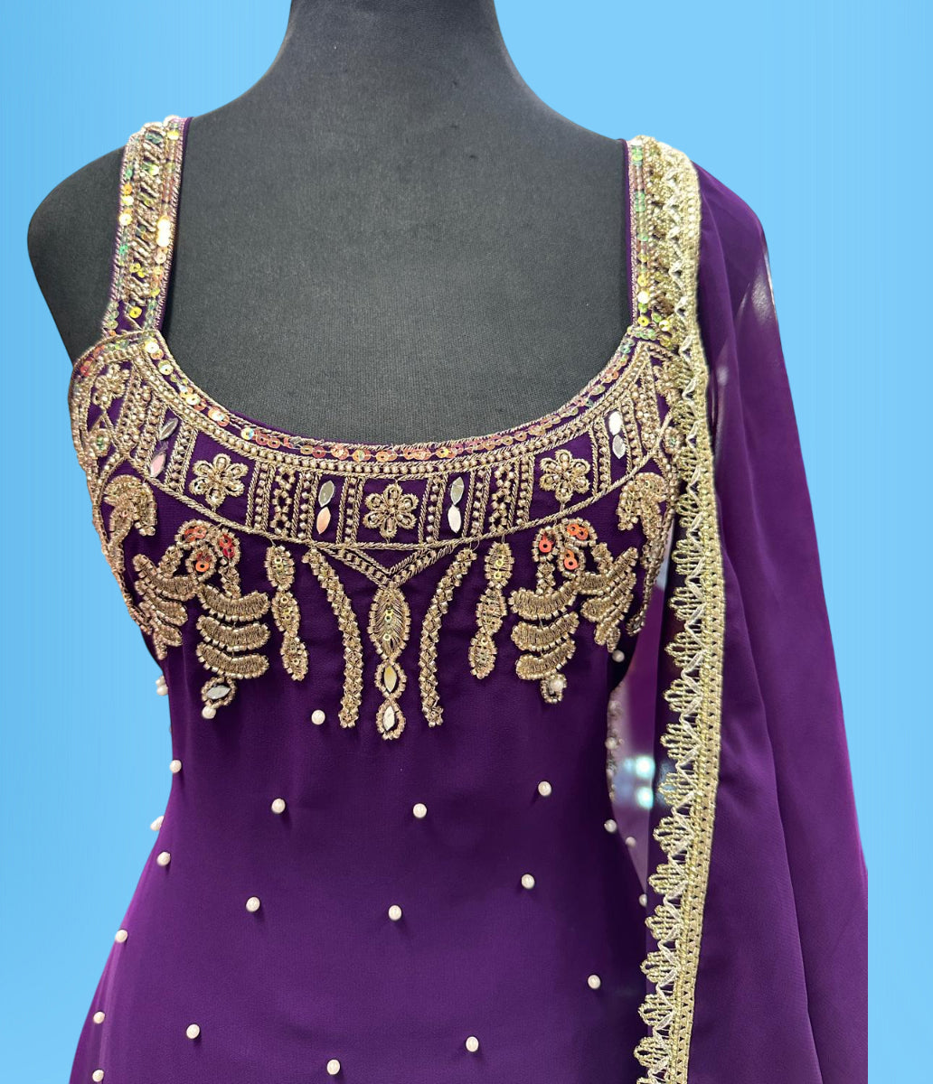 Designer Party Wear Sleeveless Palazzo Suit Medium (38) | 3 Colors
