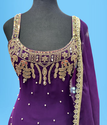 Designer Party Wear Sleeveless Palazzo Suit Large (40) | 2 Colors