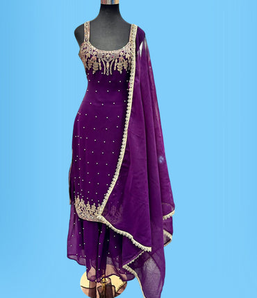 Designer Party Wear Sleeveless Palazzo Suit Medium (38) | 3 Colors