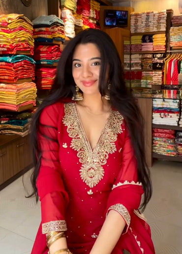 Heavy Georgette Handwork Kurtha Suit