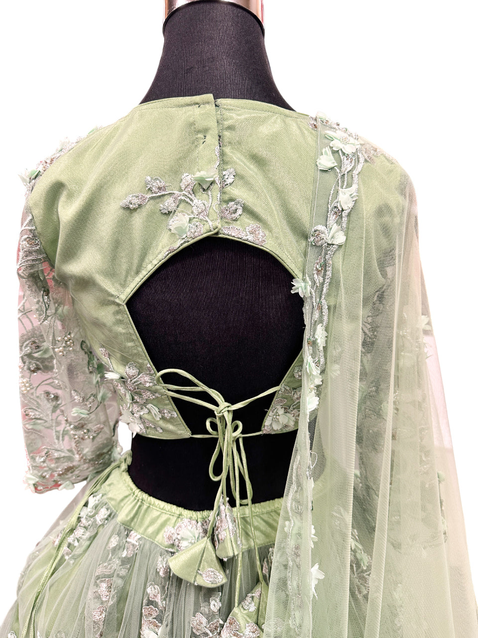Hand Work Short Length Lehenga Choli-Mint