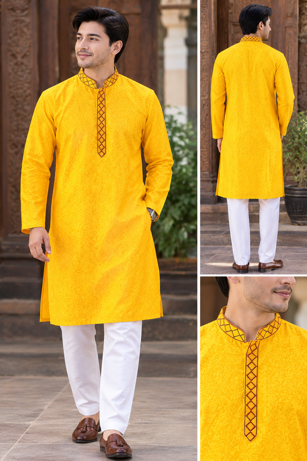 Men's Kurta Yellow XL (42) Kurta only