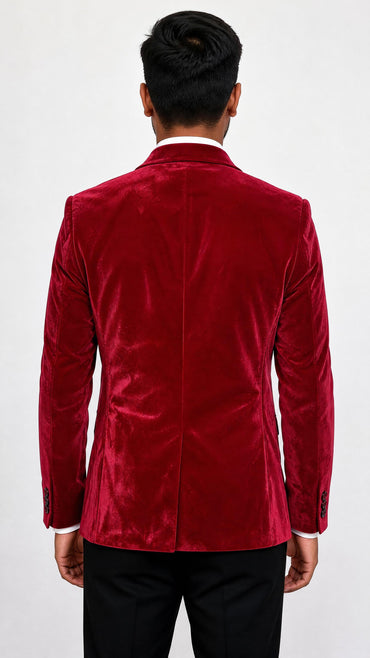 Velvet Blazer-Maroon Red 34-40