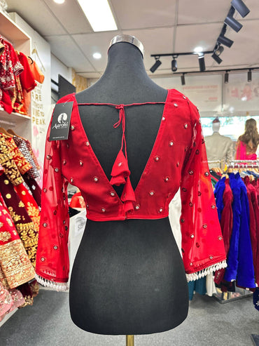 Party Wear Deep Cut Blouse Maroon