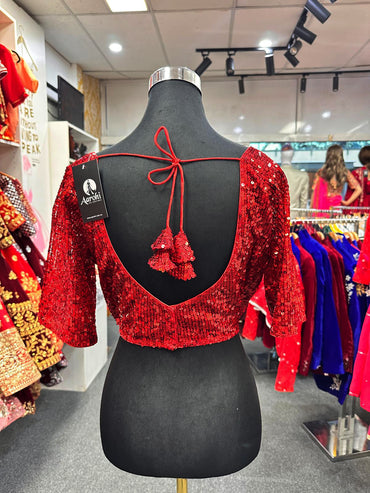Party Wear Red Sequence Blouse