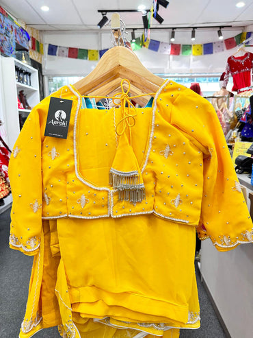 Hand Work Saree Set Yellow