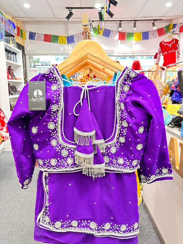 Handwork Saree Set Purple