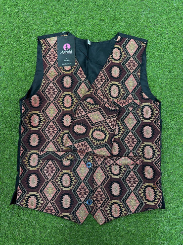 Boys Dhaka Waistcoat with Dhaka Topi 22 (10-12 Year)