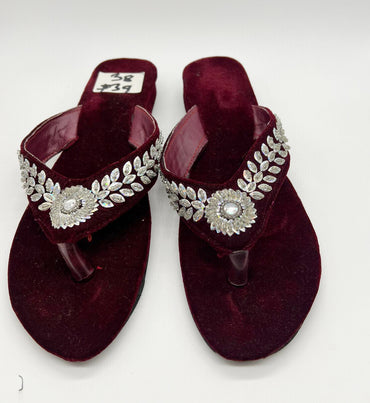 Nepali Handmade Embroidered Velvet Slipper