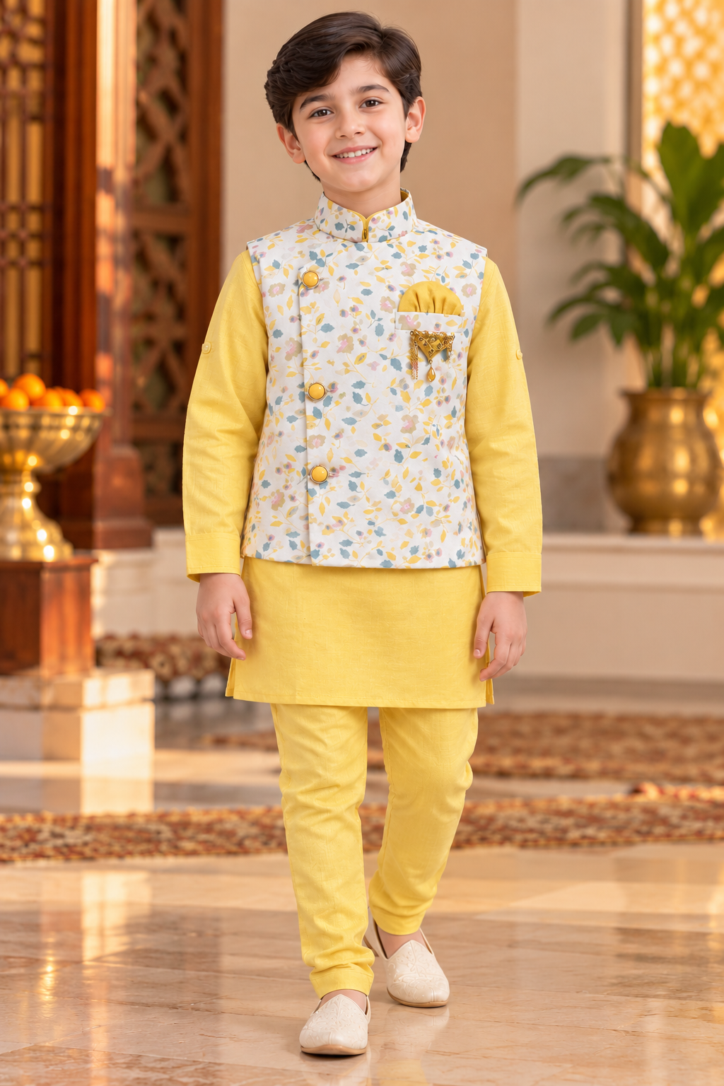Boys Kurta-Pyjama with Coat, Full Set Size 8-10 Year