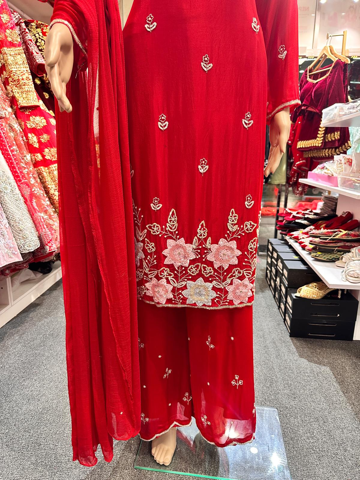 Heavy Hand Work Party / Festival Wear 3 Pc Plazoo Set 38 (M)