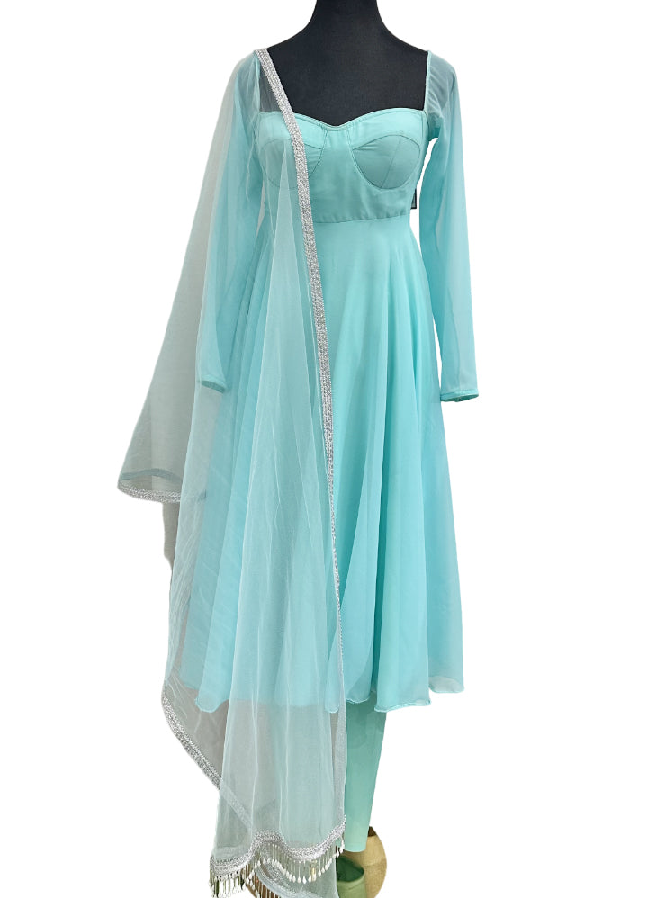 Designer Anarkali Ice Blue