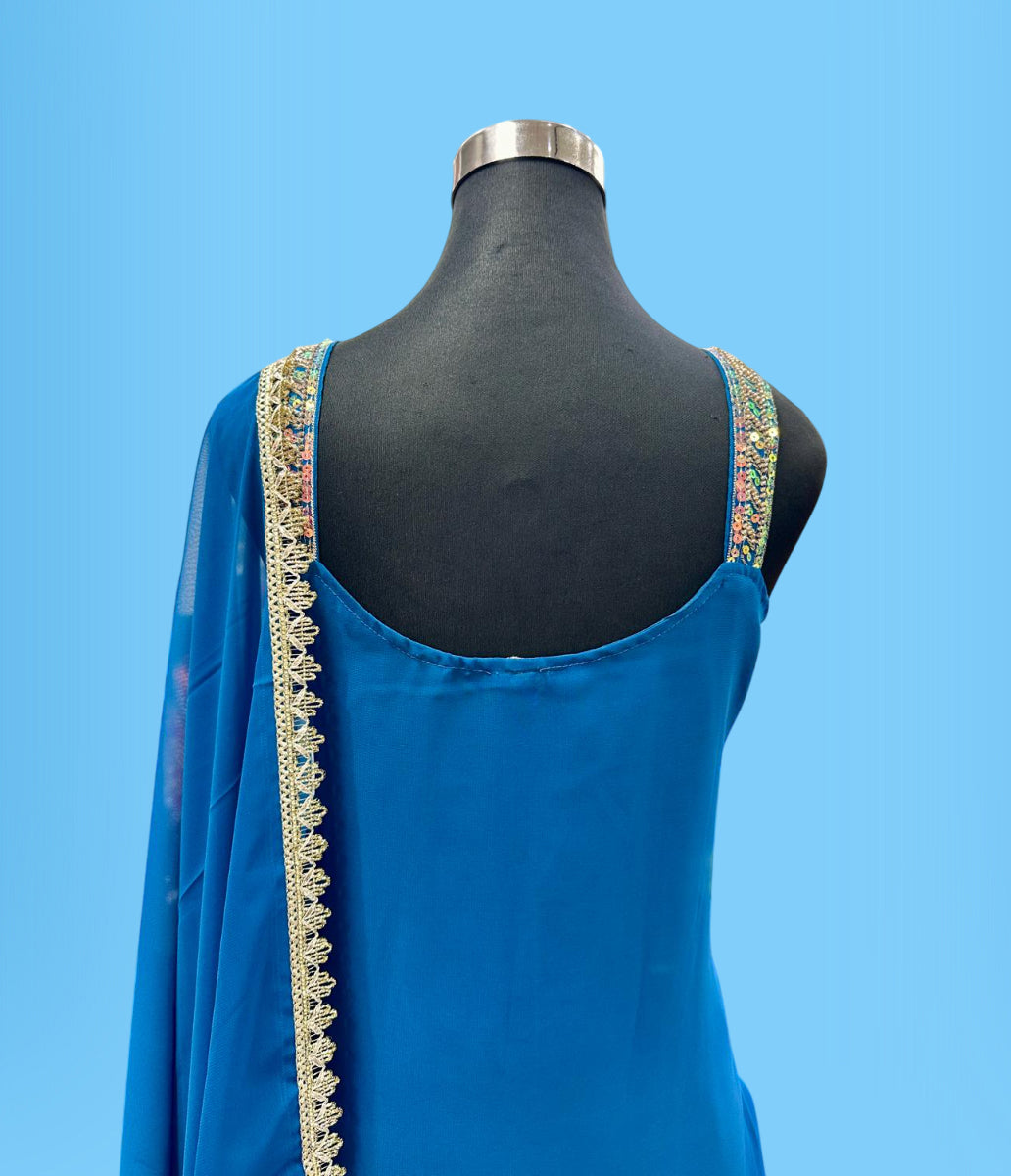 Designer Party Wear Sleeveless Palazzo Suit Medium (38) | 3 Colors