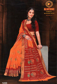 Pure Cotton Kaveri Light Weight Saree, 8 Design