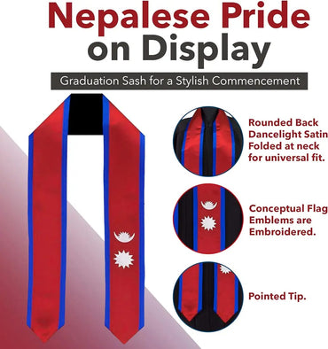 Nepal Flag Graduation Stole (Sash)
