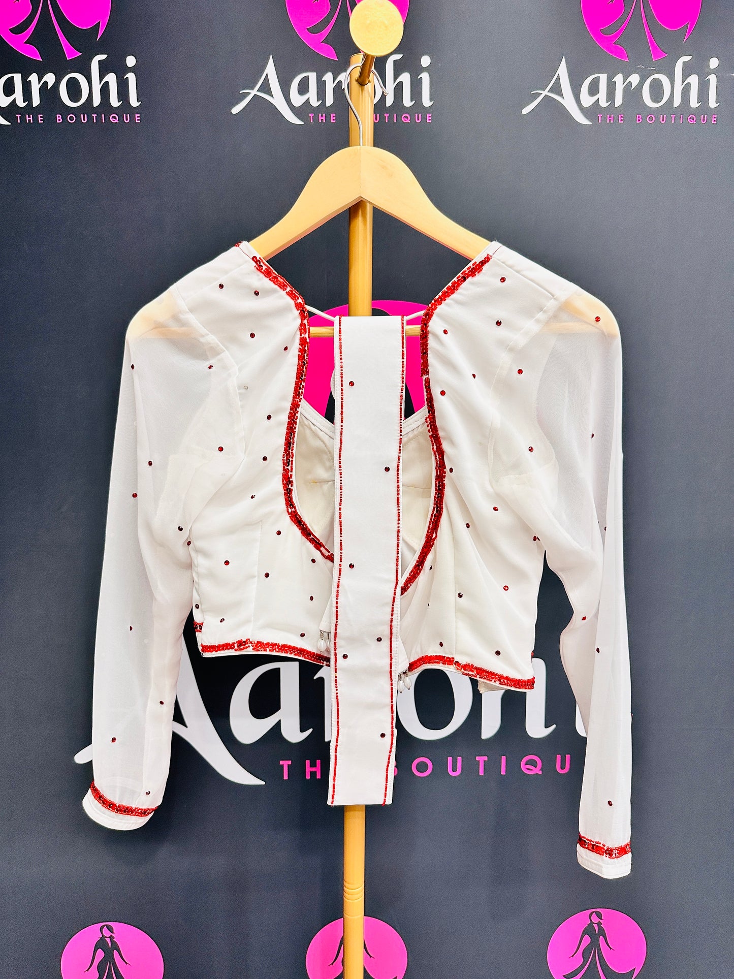 Designer Hw blouse White Red