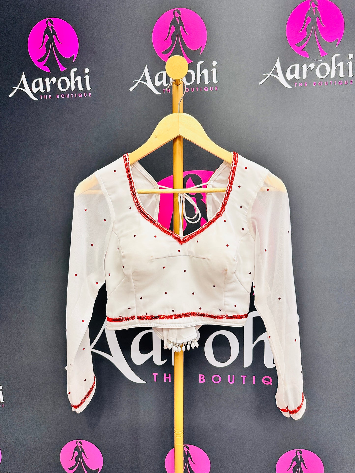 Designer Hw blouse White Red