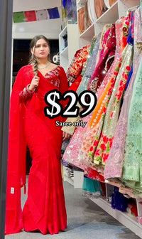 Teej Special Red Saree