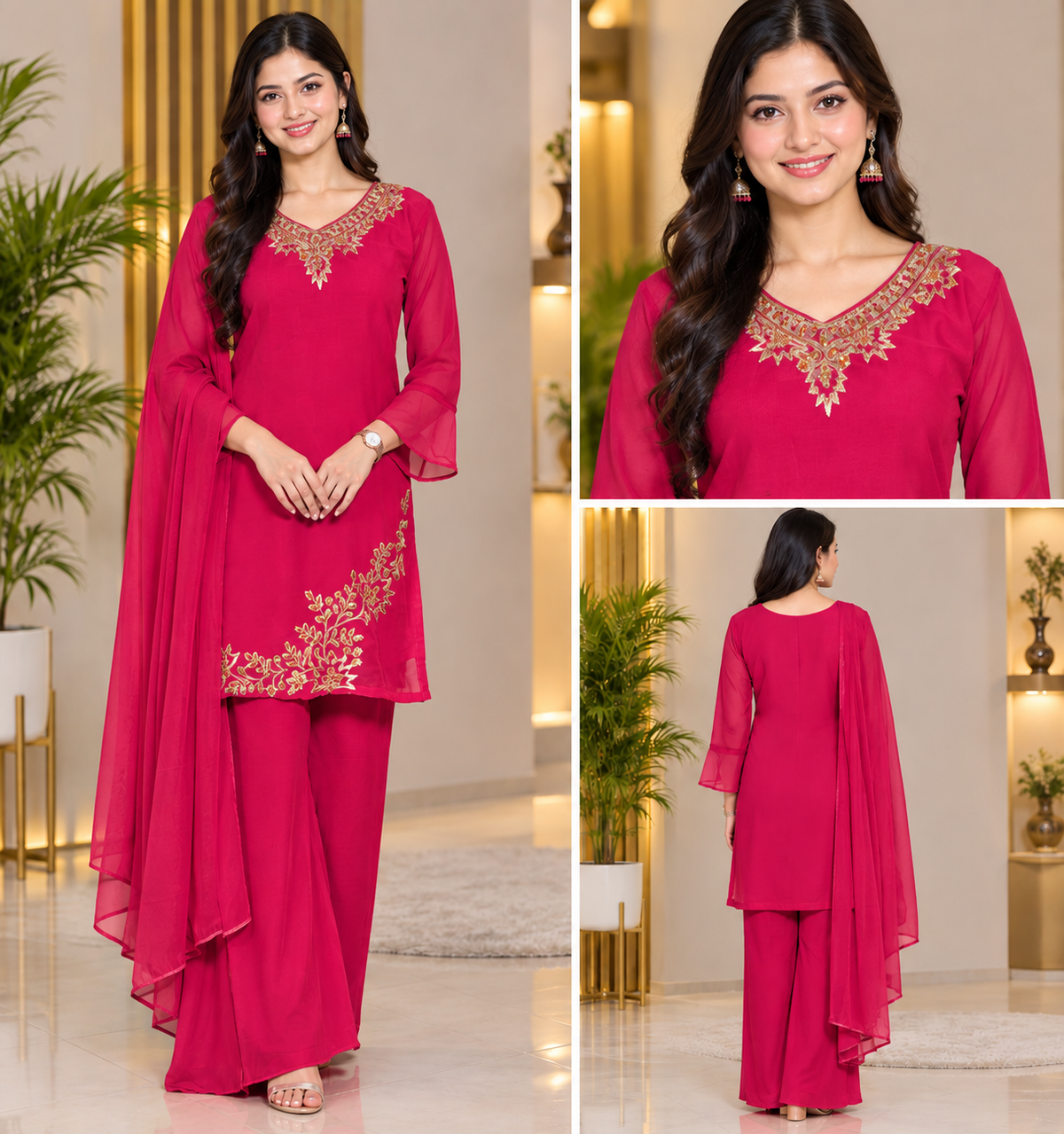 Golden Embroidery 90s Kurthi Set Size 34-38 | 2 Colors