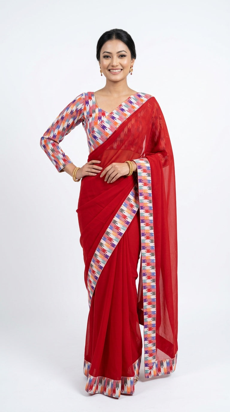 New Arrival Designer Dhaka Saree Set-Red