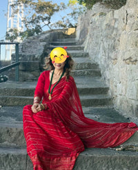 Premium French Silk Saree Red 0826
