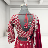 Bridal Lehenga Choli Silver-Maroon