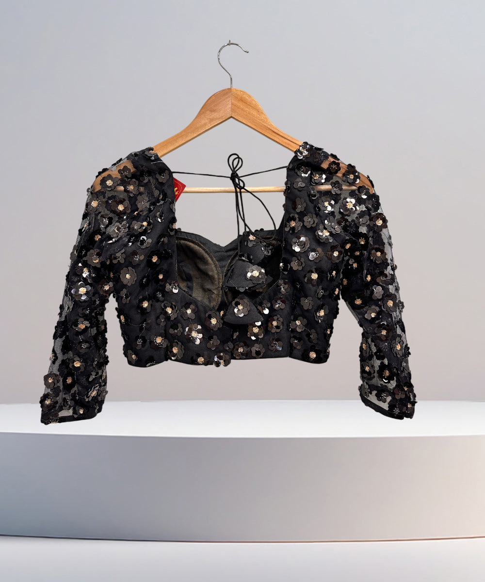 Designer Sequence Blouse-Black