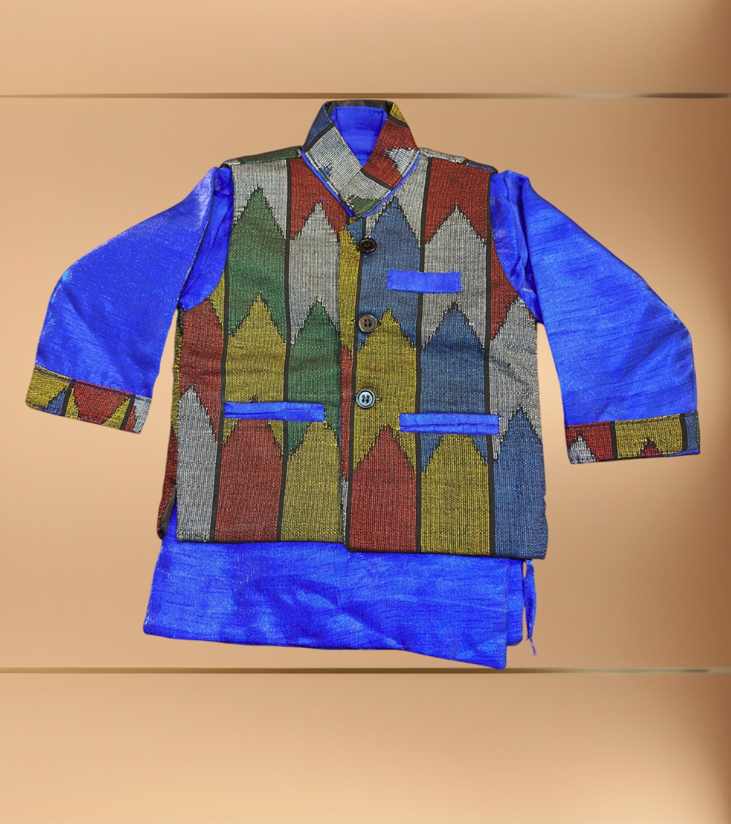 Boys Dhaka Dress Set Blue
