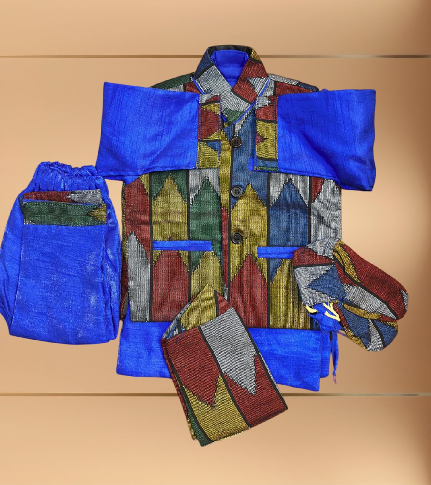 Boys Dhaka Dress Set Blue