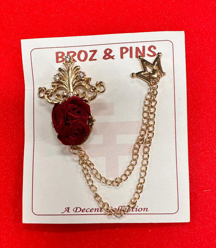 Brooch Golden with Rose