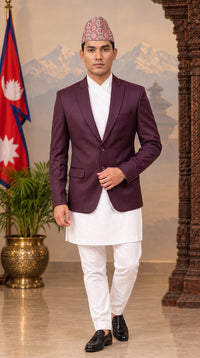Premium Men's Blazer Burgundy 36 (Small)